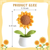 Crochet Flowers Artifical Sunflower For Office Desk Car Dashboard Decor Motivational Gifts For Women Handmade Knitted Flowers Birthday Christmas Party Home Decoration (Sunflower)