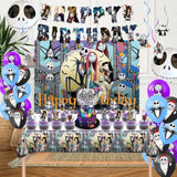 Birthday Decorations, Nightmare Christmas Party Supplies Halloween Birthday Party Decorations Set Includes Banner Balloons Tablecloth Backdrop Hanging Swirls Cake Toppers