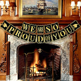We Are So Proud Of You Banner - Large 14 Feet, No Diy | Graduation 2024 Party Decorations | Congratulations Banner, Gold And Black Class Of 2024 Decorations