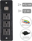 Recessed Conference Power Strip 3 Outlets 2 USB Ports 1875W 10 Ft Cord