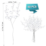 50 Stems Artificial Bouquets Acrylic Bead Drops Flower Branches Bead Sprays For Wedding Diy Crafts (White, 17Cm)
