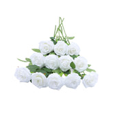 Rose Artificial Flowers Artificial Rose Fake Rose Silk Rose Real Looking Fake Flowers With Stems For Diy Wedding Bouquets Tables Centerpieces Floral Arrangements (12, White)