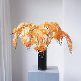 27”Artificial Orchid Stems Set Of 5 Pieces,Silk Flowers With Stems,Long Stem Artificial Flowers,Faux Orchids Plants For Home Decor (Orange)