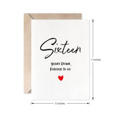 16Th Anniversary Card,Sixteen Years Down Forever To Go, Romantic Valentines Day Wedding Card For Husband Wife
