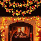 Fall Decorations Fall Garland With Lights 9Ft Plug In Lighted Thanksgiving Garland With 50 Incandescent Bulbs Fall Decor Lights For Outdoor Indoor Home Party Autumn Halloween Fall Harvest Decor