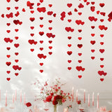 Red Heart Garland Hanging Sparkling Love Streamer Glitter Bunting Banner Twinkle Heart Backdrop For Wedding Engagement Valentines Galentines Birthday Party Decor 40 Feet