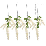 4Pcs 47.2-Inch Artificial Fake Wisteria Hanging Flower Garland Silk Flower String Home Party Decoration White Blue Pink Purple (White)
