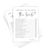 Bridal Shower Games, How Well Do You Know The Bride, 25Pcs Minimalist White Double-Sided Bridal Game Cards, Wedding Shower Games For Guests, Engagement Bachelorette Party Supplies - A11