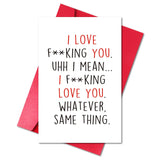 I Love You Card, Funny Anniversary Card For Wife Girlfriend Husband Boyfriend, Naughty Birthday Gift For Woman Man, Just Because Gift For Him Her