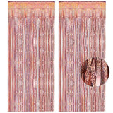 Rose Gold Tinsel Curtain Foil Fringe Party Backdrop 2Pc Bachelorette Decor