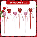 Valentine'S Day Glitter Foam Puffy Heart Picks Love Heart Shaped Artificial Berry Stems Floral Picks For Valentine'S Day Wedding Mother'S Day Birthday Flower Bouquet Vase Decor 6Pcs (Red Pink)
