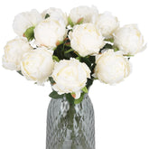 10Pcs White Silk Peonies With Single Stem - Faux Flowers For Wedding Table Centerpieces, Home Decorations, Bridal Bouquets & Floral Arrangements