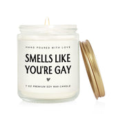 Gay Gifts - Smells Like You’Re Gay Candle, Pride Gifts For Lgbtq, Gay Gifts For Boyfriend Men Friend Brother, Funny Birthday Handmade Lavender Gay Candle Gifts(7Oz)