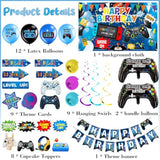 Video Game Birthday Decorations Balloons - 33 Pcs Banner Gaming Party Supplies Backdrop Game Controller Balloon Banner Cake Topper Hanging Swirls For Boys Child Birthday Party Game Theme Celebration