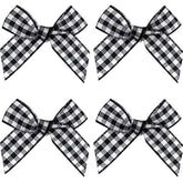 Gingham Craft Ribbon Bows Mini Checkered Ribbon Flowers Appliques For