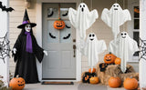 Kiddokids 4 Pack Halloween Hanging Ghosts, 27.5 Inch with Light Up Ghost Kit for Indoor Outside Ornaments, Spooky Yard Tree Halloween Decorations Outdoor, Party Décor