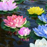 6 Pcs White Artificial Lotus Flowers Large Floating Lotus Faux Water Lily Flowers Fish Pond Artificial Plants With Artificial Lily Pads, Artificial Plants