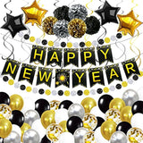 New Year’s Eve 2026 Party Supplies Big Pack 70 with Swirls Pompoms Decor