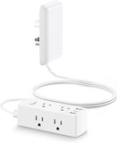 Flat Plug Power Strip 6 Outlets 3 USB Ports 1 USB C 5FT Extension Cord Hidden Outlet Extender
