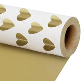 Reversible Valentines Wrapping Paper, Gift Wrapping Paper With Gold Heart On White Design, Perfect For Wedding, Birthday, Bridal Shower, Anniversaries, 17 Inch × 33 Feet