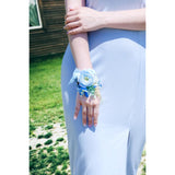 Light Blue Peony Corsage And Boutonniere Set, Prom Artificial Flower Wrist Corsage Bracelets, Homecoming Corsage Wristlet, Boutonniere For Men Wedding Flowers Accessories Prom Suit Decorations
