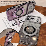 iPhone 17 Pro Max Magnetic Kickstand Case with Bling Glitter Diamond Rhinestone Ring Holder Camera Protector for Women