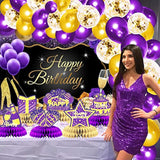 Purple Gold Birthday Party Decoration Purple Gold Birthday Centerpiece