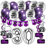30Th Birthday Purple Party Pack - 30Th Birthday Banner, Balloon And Swirls Pack- Birthday Decorations - 30Th Birthday Party Supplies, Favors And Gifts