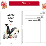Penguin Mom Dad Valentine'S Day Card, Cute V-Day Gifts For Husband Wife Kids, Lovely Penguin Anniversary Card For Women Men