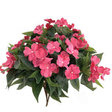 Artificial Impatiens Bouquet Flower Patio Lawn Garden Wedding Photo Decor (2Pcs),Pink