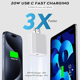 3 Pack 20W USB C Fast Charger with 6FT USB C Cable for iPhone 17 16 15 iPad Wall Charger