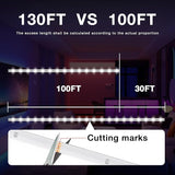 130FT RGB LED Strip Lights Remote Control 24V Bedroom Room Desk Indoor Decor Lighting