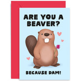 Old English Co. Funny Anniversary Card For Him Her - 'Are You A Beaver' Pun Hilarious Valentine'S Day Card For Wife Husband Girlfriend Boyrfriend - Cute Birthday Card | Blank Inside With Envelope