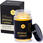 Beeswax Jar Candle In Glass Container, Natural Organic Candle Smokeless Clean Burn | 36 Hours Burning Time, Yellow