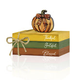 Smile Fall Thanksgiving Wooden Decor Indoor, Pumpkin Decor Thankful Grateful Blessed Faux Books Bundle, Thanksgiving Table Tiered Tray Kitchen Harvest Decorations