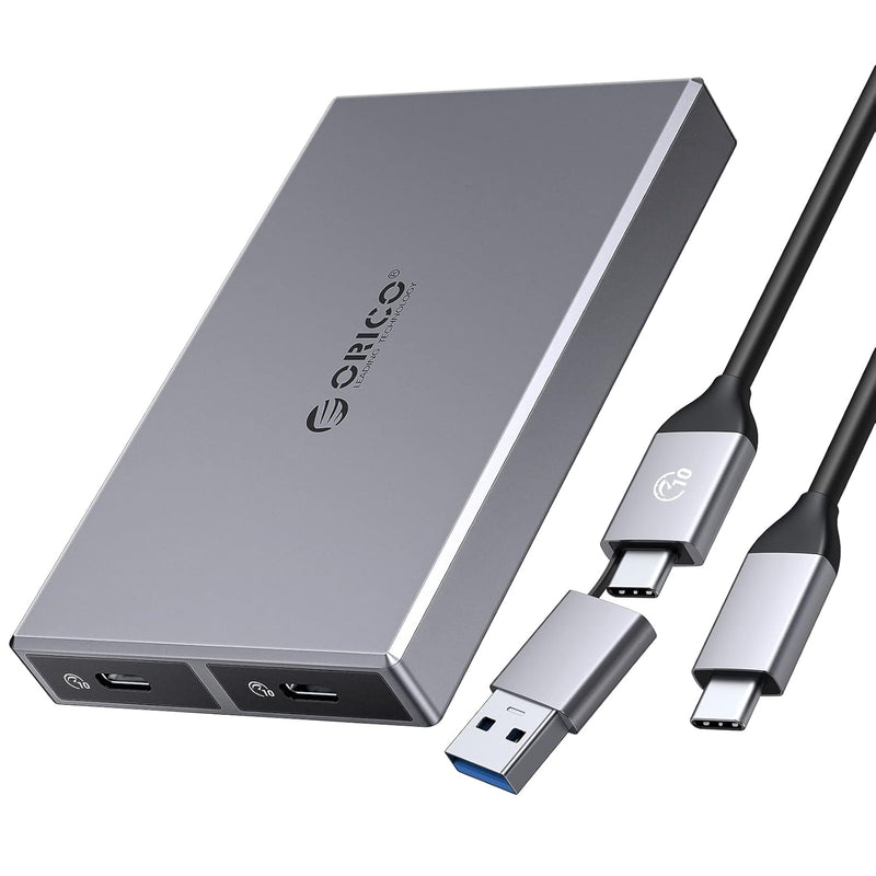 ORICO Dual-Bay NVMe M.2 SSD Enclosure Aluminum USB3.2 Gen2 10Gbps M.2 Type-C S