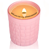 Bridesmaid Proposal Candle - Will You Be My Bridesmaid Hidden Message, Peach & Osmanthus Scent, Wedding Party Gift (8Oz, Pink Jar)