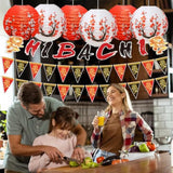 Hibachi Birthday Party Decorations - 9Pcs Japanese Hibachi Party Decorations Japanese Style Banners Garland Red White Plum Japanese Lantern Asian Themed Baby Shower Wedding Birthday Supplies