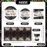 Happy New Year'S Eve Party Supplies Dinnerware Set, Happy New Year Colorful Tablecloth Plates Cups Napkins For 20 Guests,New Year Dinnerware Set For 2026 New Year'S Eve Party Favors,101 Pieces