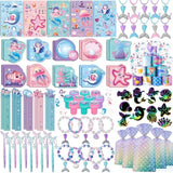 110Pcs Mermaid Party Favors Including Stampers, Notebooks, Mermaid Party Decorations