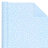 Reversible Wrapping Paper - Mini Roll - 17 Inch X 33 Feet - Light Blue And Delicate Polka Dots Design For Birthday, Holiday, Wedding, Baby Shower