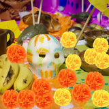 50 Pcs Marigold Flower Heads Bulk, Artificial Mexican Flowers Silk Fake Marigold Heads With Stems For Diwali Day, Day Of The Dead, Wreath Garland(Orange)