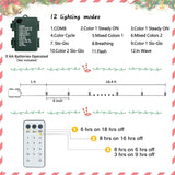 Battery Christmas Lights With Remote 4 Pack, 17Ft 50 Led Dual Color Changing Mini String Light With 3 Auto-Timer Options