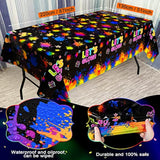Glow Neon Birthday Party Decorations, Neon Balloon Arch Kit, Backdrop, Tablecloth, Uv Blacklight Luminous Balloon, Star Hanging Swirl, Kid Teen Adult Disco Game Glow In The Dark Party Supplies