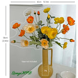 Poppy Artificial Flowers And Eucalyptus Stems, Fake Orange And Yellow Champagne Flowers, Silk Flowers Arrangement For Wedding Party Farmhouse Home Office Table Centerpieces Decoration