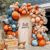 Orange Blue Balloon Arch Kit with Dusty Blue Peach Beige Balloons for Baby Shower