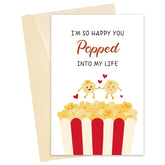Funny Popped Into My Life Card, Food Pun Love Valentine'S Day Gift, Cute Anniversary Card For Him Her Popcorn Loving