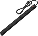12 Outlet Surge Protector Power Strip 6FT Cord 2100J Wide Spaced Outlets Heavy Duty Black
