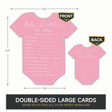 Baby Shower Advice & Prediction Cards - 36 Count Double Sided Wishes Game Cards For Girl - Baby Shower Decoration Fun Baby Time Prediction Activity And Keepsake For New Parents