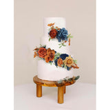 3Pcs Pre-Made Artificial Cake Flowers Navy Blue Terracotta Cake Decorations Boho Fall Wedding Cake Decorating Flowers Decor Birthday Baptism Party Burnt Orange Cake Toppers